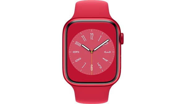 Apple Watch S8 LTE 45mm viền nhôm dây silicone Đỏ MNKA3VN/A chính diện