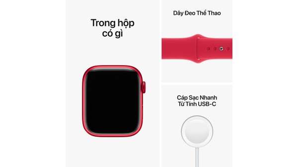 Apple Watch S8 LTE 45mm viền nhôm dây silicone Đỏ MNKA3VN/A bộ