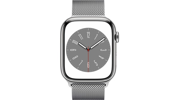 Apple Watch S8 LTE 45mm viền thép dây thép màu Bạc MNKJ3VN/A chính diện
