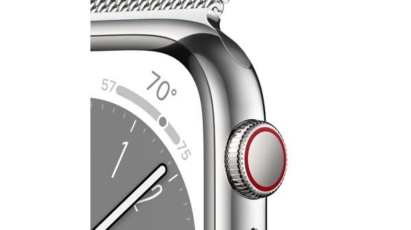 Apple Watch S8 LTE 45mm viền thép dây thép màu Bạc MNKJ3VN/A chi tiết