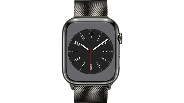 Apple Watch S8 LTE 45mm viền thép dây thép màu Đen Graphite MNKX3VN/A chính diện