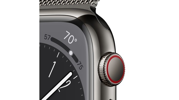 Apple Watch S8 LTE 45mm viền thép dây thép màu Đen Graphite MNKX3VN/A chi tiết