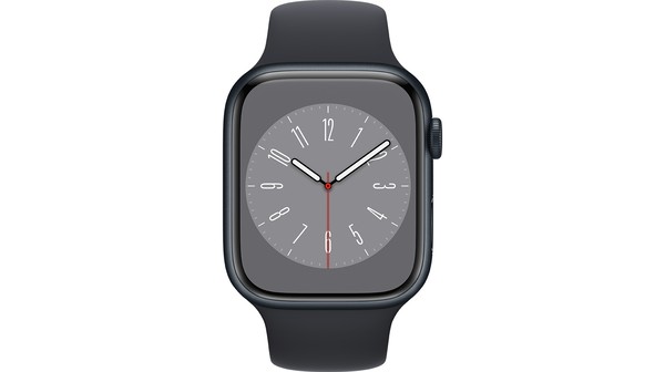 Apple Watch S8 GPS 45mm viền nhôm dây silicone Đen Midnight MNP13VN/A chính diện