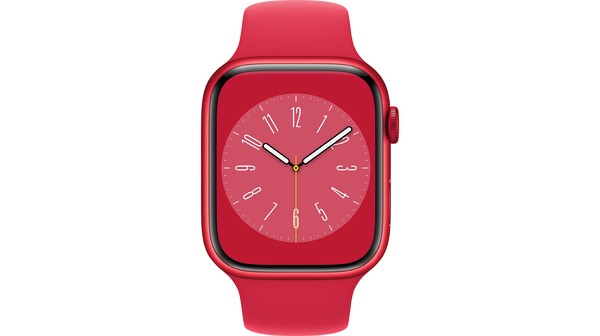 Apple Watch S8 GPS 45mm viền nhôm dây silicone Đỏ MNP43VN/A chính diện