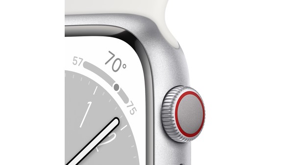 Apple Watch S8 LTE 45mm viền nhôm Bạc dây silicone Trắng MP4J3VN/A chi tiết