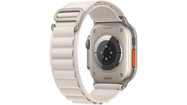 Apple Watch Ultra LTE 49mm viền Titanium dây Starlight Alpine size S MQFQ3VN/A mặt sau