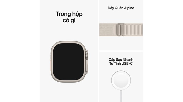 Apple Watch Ultra LTE 49mm viền Titanium dây Starlight Alpine size S MQFQ3VN/A bộ