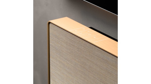Loa Soundbar B&O Beosound Stage Gold Tone chi tiết nút điều chỉnh