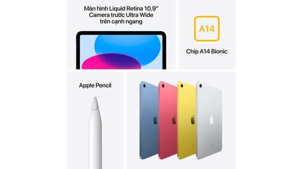 iPad Gen 10 Wifi 256GB 10.9 inch MPQ83ZA/A Bạc (2022) thông tin