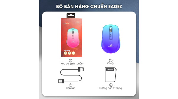 Chuột không dây Zadez M-382ZP Tím bộ bán hàng