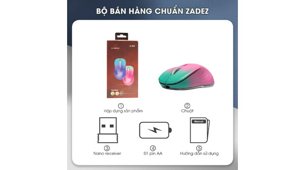 Chuột không dây Zadez M-381ZC Cam đào bộ bán hàng