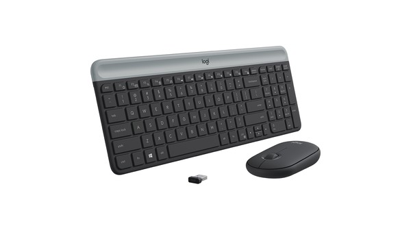 Bộ bàn phím chuột không dây Logitech MK470 Đen nghiêng đứng