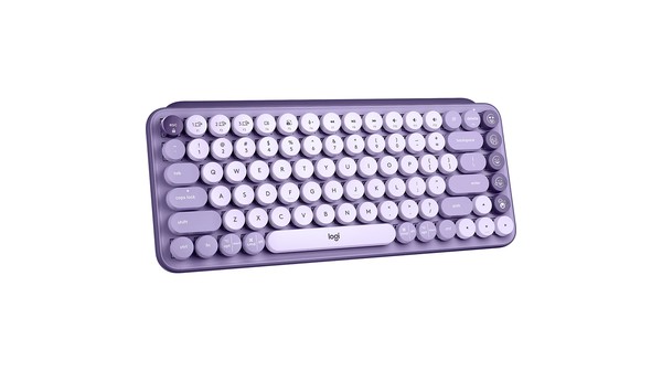 Bàn phím cơ không dây Logitech POP Keys Tím nghiêng trái