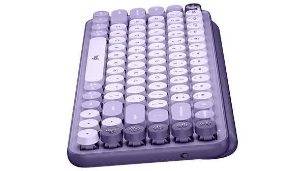 Bàn phím cơ không dây Logitech POP Keys Tím nghiêng bên