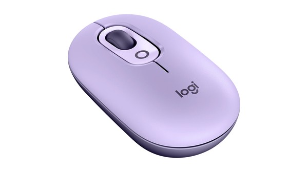 Chuột không dây Logitech POP Tím nghiêng sau
