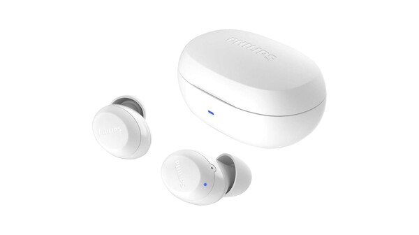 Tai nghe Bluetooth Philips TAT1235WT/97 Trắng mặt nghiêng hộp đóng