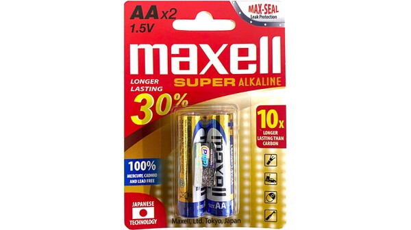 Pin Super Alkaline AA vỉ 2 viên Maxell LR6AAPRO