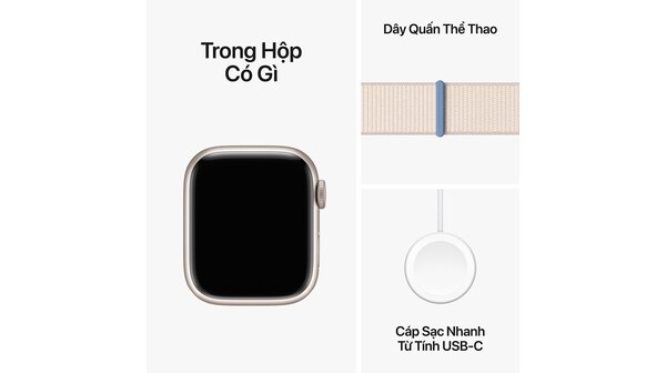 Apple Watch Series 9 GPS 41mm viền nhôm dây vải Sport Loop Starlight