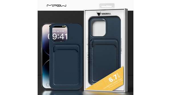 Ốp lưng iPhone 15 Pro Max Mipow Card Bag TPU Leather Xanh