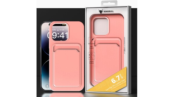Ốp lưng iPhone 15 Pro Max Mipow Card Bag TPU Leather Hồng