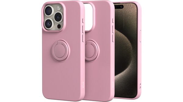 Ốp lưng iPhone 15 Pro Max Mipow Ring Stand TPU Leather Hồng