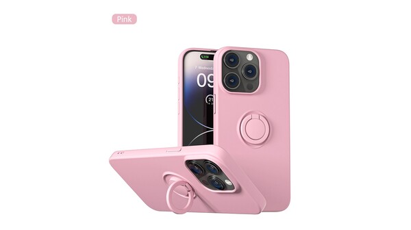 Ốp lưng iPhone 15 Pro Max Mipow Ring Stand TPU Leather Hồng