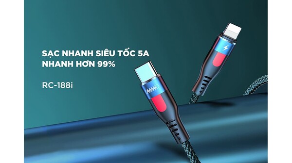 Cáp sạc Remax Type-C to Lightning RC-188i Đen