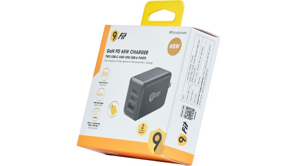 Củ sạc 9Fit PD 65W 1A2C GaN 9FAC002B Đen