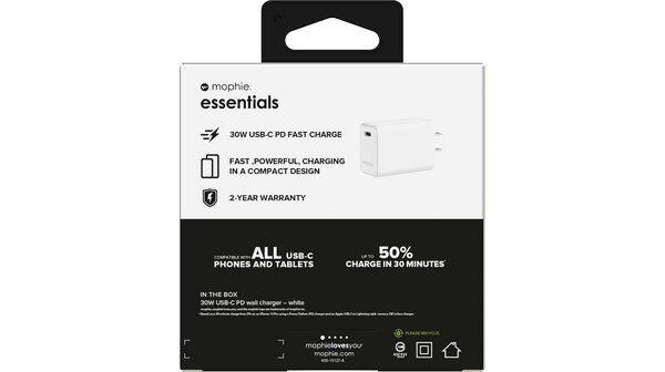 Củ sạc Mophie Essential PD 30W 1C Trắng