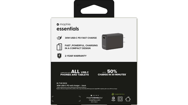 Củ sạc Mophie Essential PD 30W 1C Đen