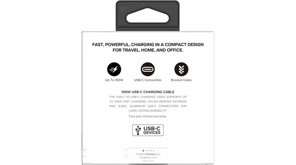 Cáp Mophie USB-C to USB-C (100W) 2M Trắng