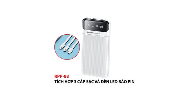 Pin sạc dự phòng Remax 10000 mAh RPP93 Trắng