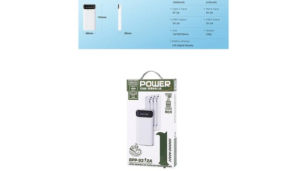 Pin sạc dự phòng Remax 10000 mAh RPP93 Trắng