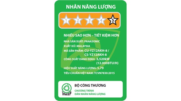 Máy lạnh Panasonic Inverter 1.5 HP CU/CS-YZ12AKH-8