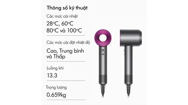 Máy sấy tóc Dyson Supersonic™ HD15 (Xám Bạc/Hồng Fuchsia)