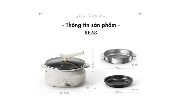 NỒI LẨU ĐA NĂNG BEAR DHG-C40W2-1