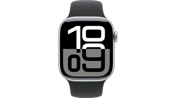 Apple Watch Series 10 GPS + Cellular 42mm Silver Aluminium Case with Denim Sport Band - M/L