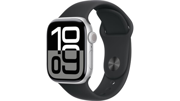 Apple Watch Series 10 GPS + Cellular 42mm Silver Aluminium Case with Denim Sport Band - M/L