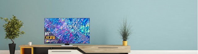 Smart Tivi Neo QLED Samsung 4K 85 inch QA85QN85BAKXXV mặt chính diện