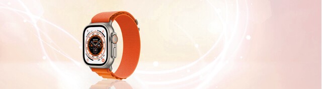 Apple Watch Ultra LTE 49mm viền Titanium dây Orange Alpine Loop size S MNHH3VN/A nghiêng trái