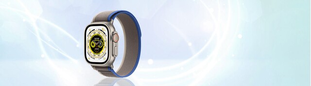 Apple Watch Ultra LTE 49mm viền Titanium dây Blue/Gray Trail size S/M MNHL3VN/A nghiêng trái