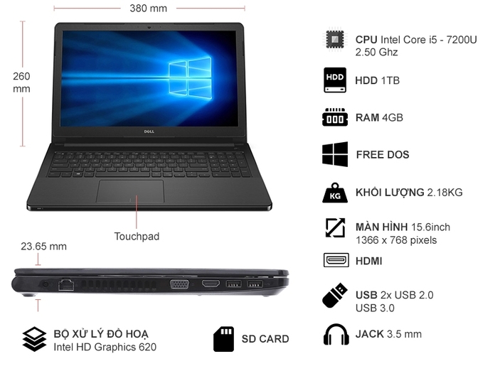 LAPTOP DELL VOSTRO 15 3568 (XF6C61)