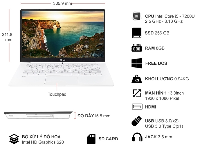 LAPTOP LG GRAM 13" (ZD970-G)