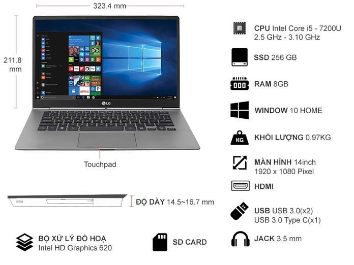 LAPTOP LG GRAM 14" (Z970-G)