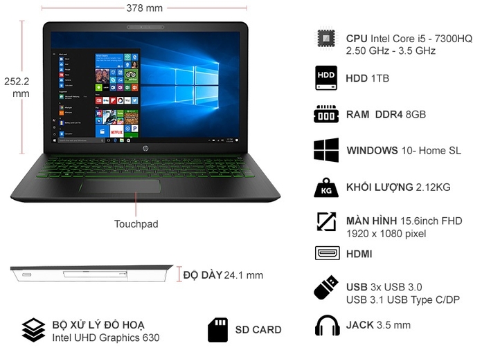 LAPTOP HP PAVILION POWER 15-CB540TX (4BN72PA)