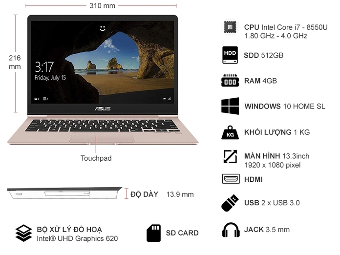 LAPTOP ASUS ZENBOOK UX331UAL-EG020TS