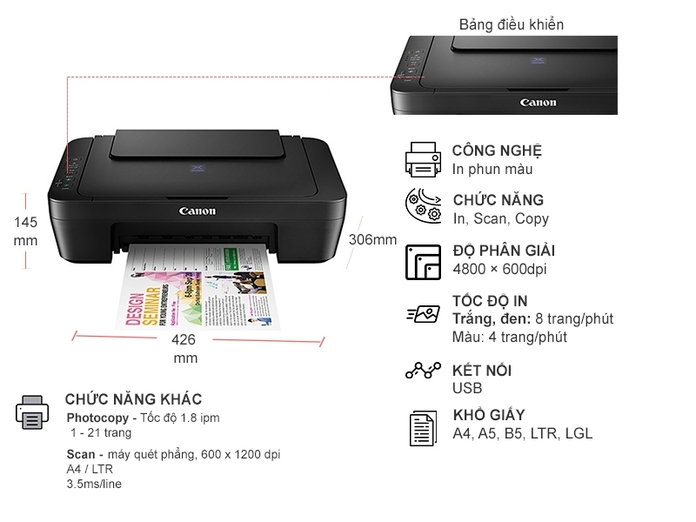 Máy in phun đa năng Pixma E410