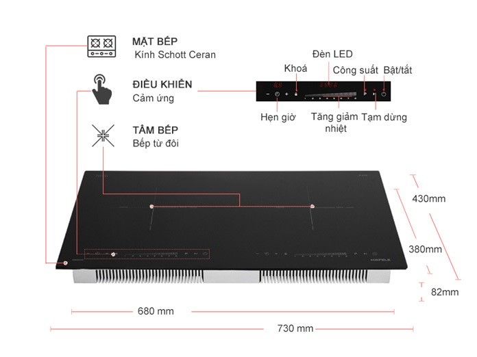 Bếp từ đôi Hafele HC-I2732A
