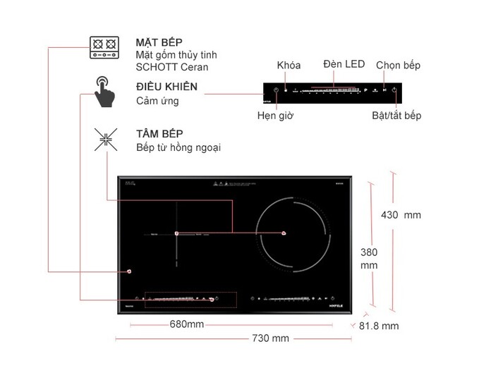 Bếp từ hồng ngoại lắp âm Hafele HC-H7321B