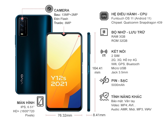 Điện thoại Vivo 12s 3GB/32GB Đen